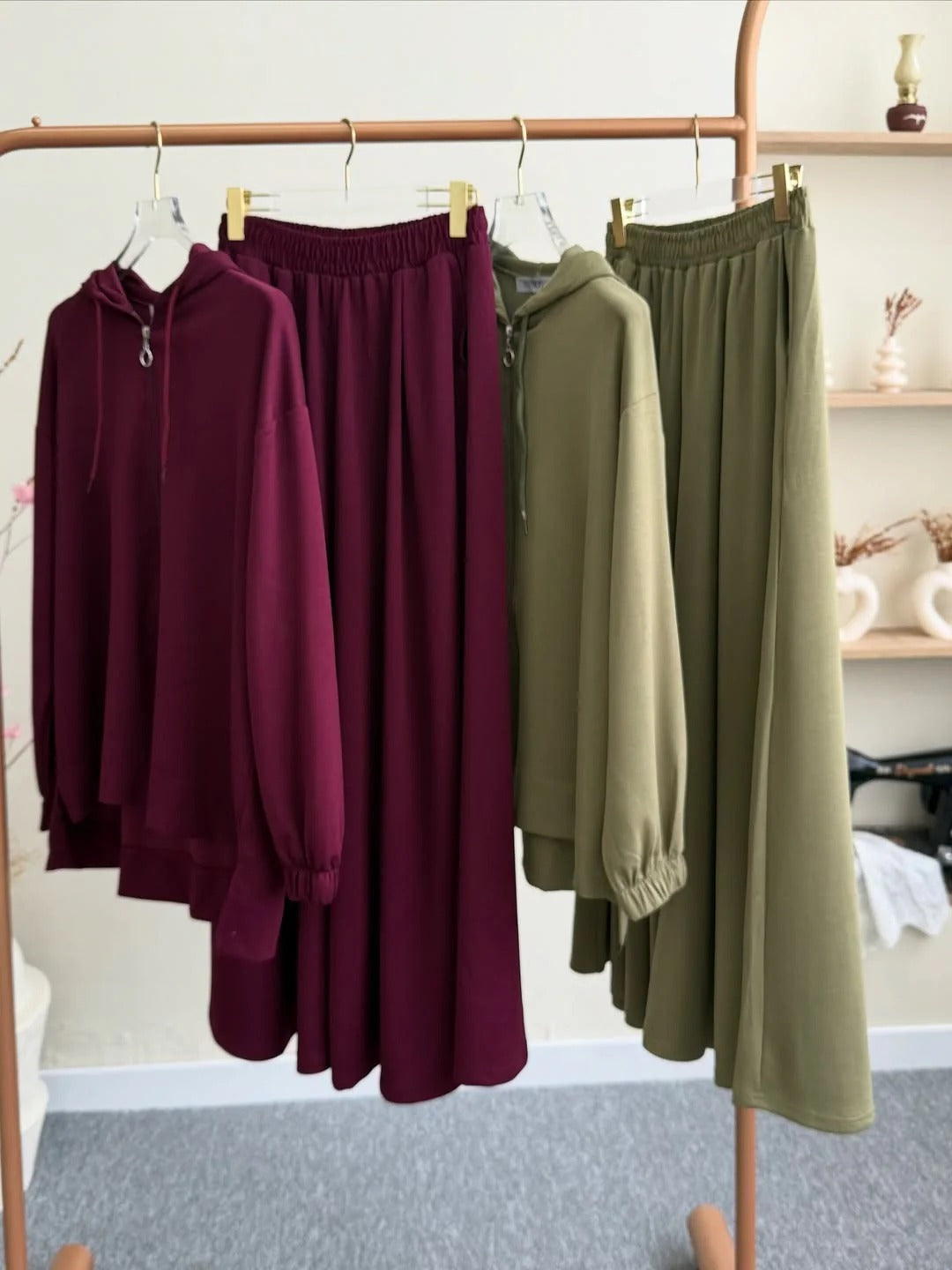 Ch-603 BEAS Full Coverage Relaxed Fit Hoodie and Extra Wide-Leg Bottom Over Size Co ord Set