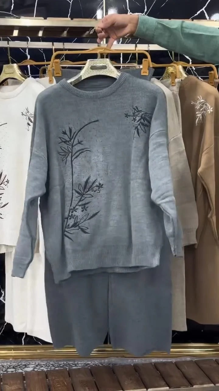 CH-596 BEAS Floral Printed Warm Fleece Co-ord Set