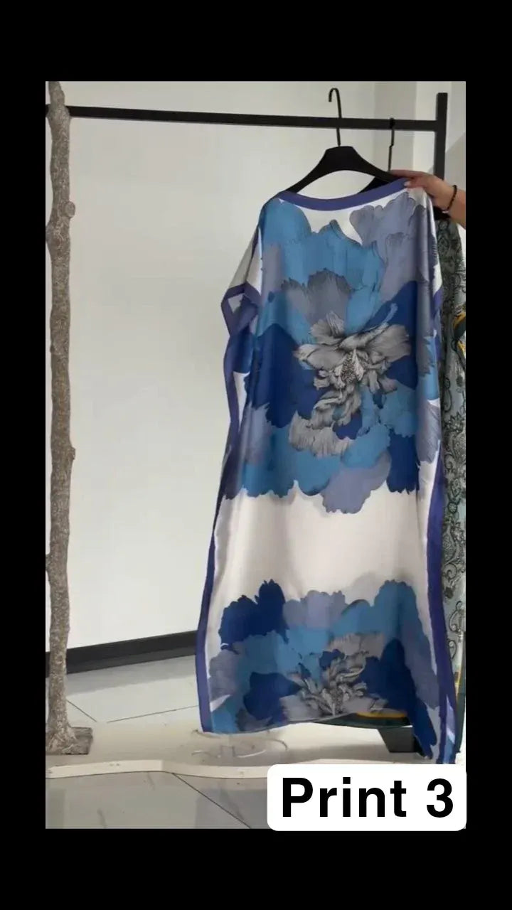 CH-6005 BEASWEAR Silk Printed Kaftaan Dress