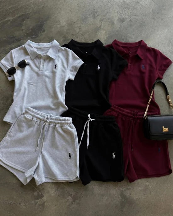 CH-6042 BEAS Polo Co-Ord Set for Women Summer Polo Shirt & Shorts Matching Set