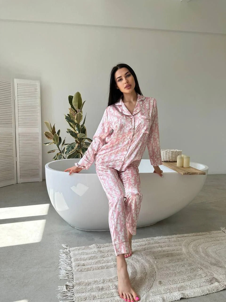 D 1 | Luxury Printed Silk Pajama Set For Women | BEAS