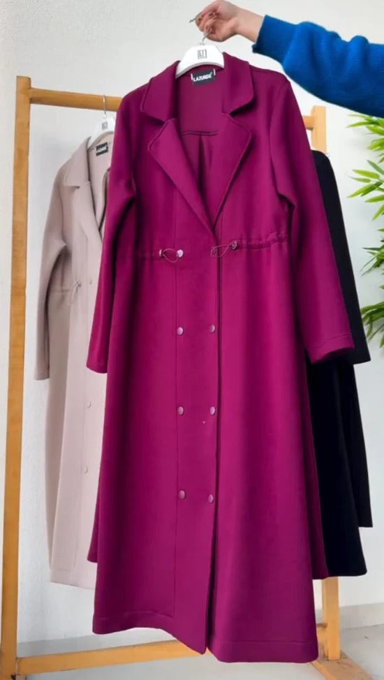 CH-622 BEAS Women’s Elegant Drawstring Long Coat Dress – Winter Wear