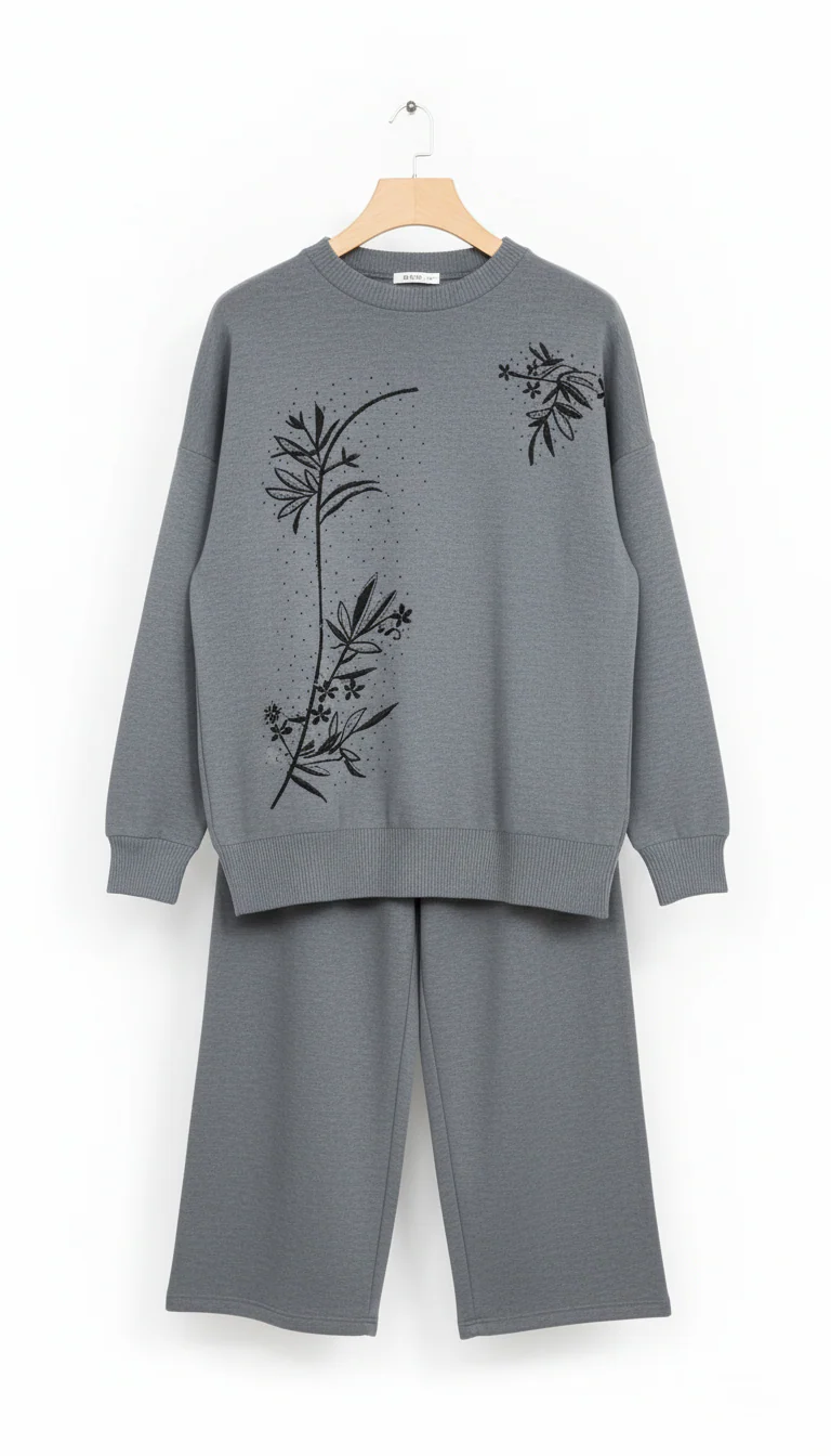 CH-596 BEAS Floral Printed Warm Fleece Co-ord Set