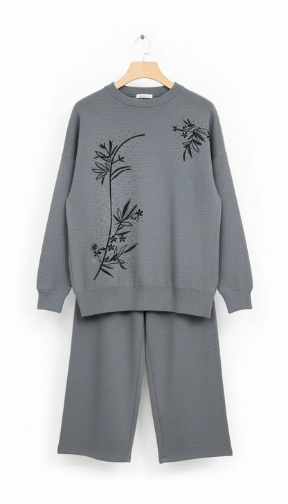 CH-596 BEAS Floral Printed Warm Fleece Co-ord Set