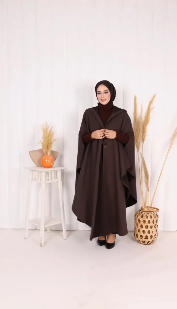 CH-591 BEAS Long hooded Button Windbreaker Cloak