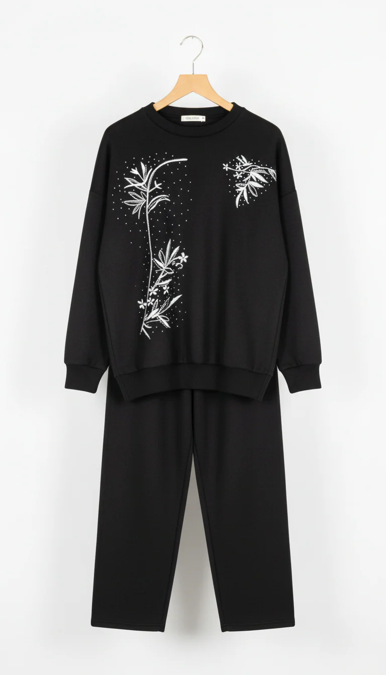 CH-596 BEAS Floral Printed Warm Fleece Co-ord Set