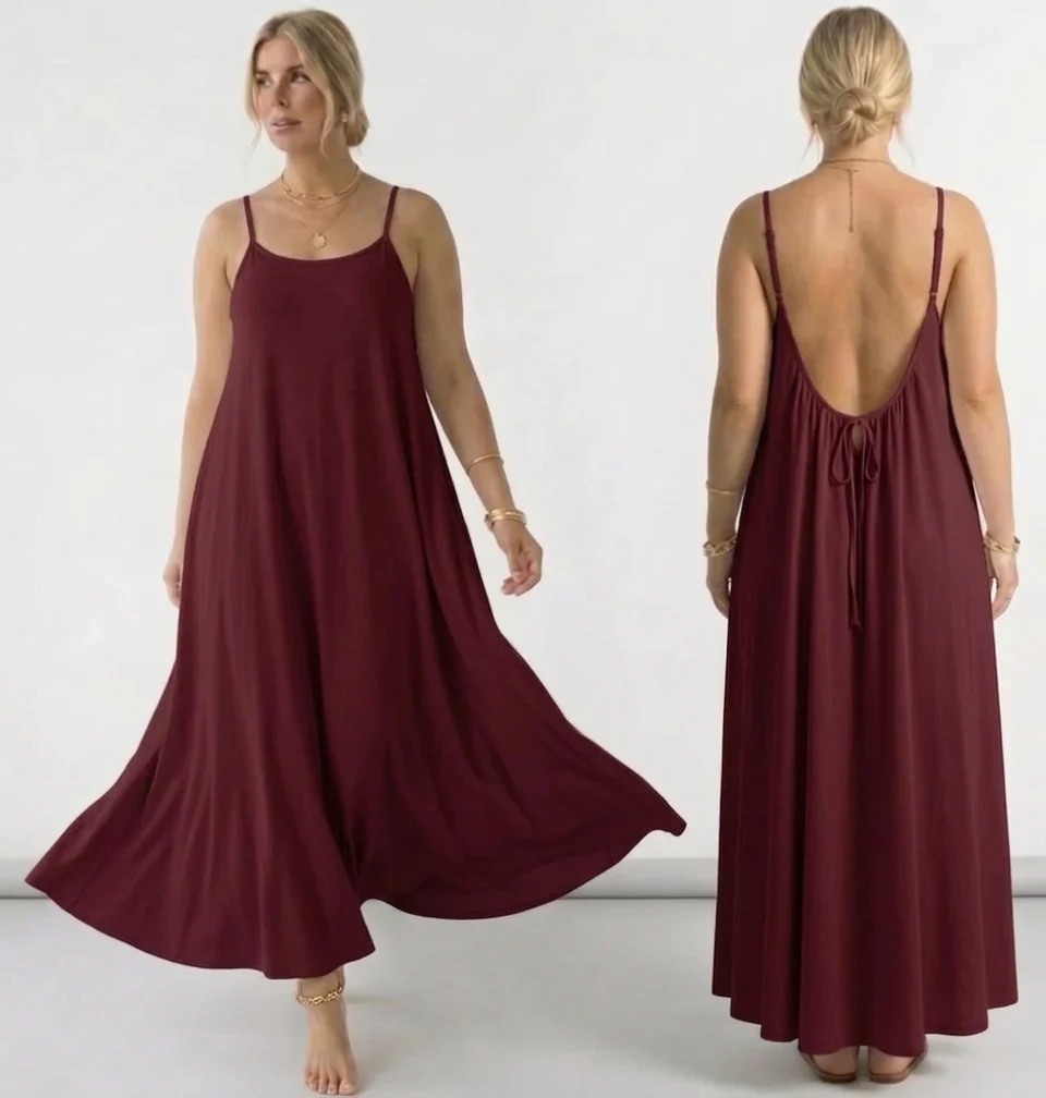 CH-6028 BEAS Long Backless Cami Maxi Dress - Maternity & Nightwear