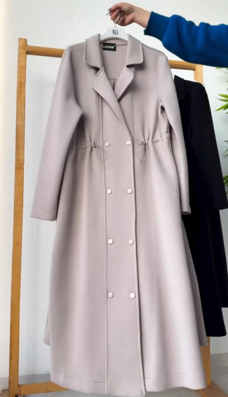 CH-622 BEAS Women’s Elegant Drawstring Long Coat Dress – Winter Wear