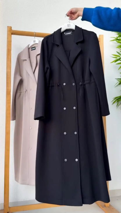 CH-622 BEAS Women’s Elegant Drawstring Long Coat Dress – Winter Wear