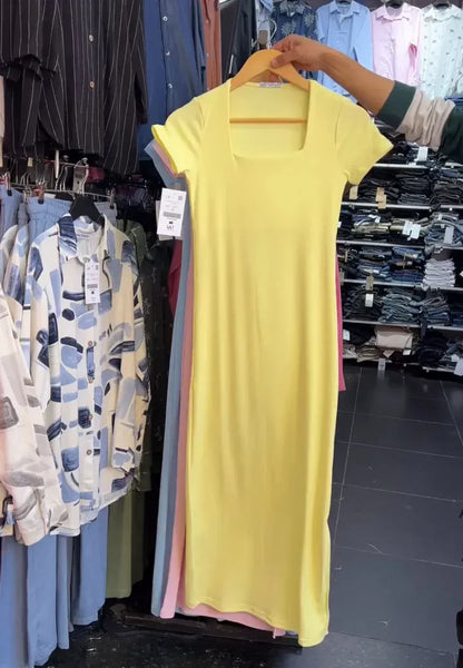 CH-571 Square Neck Style Soft Dress - BEAS