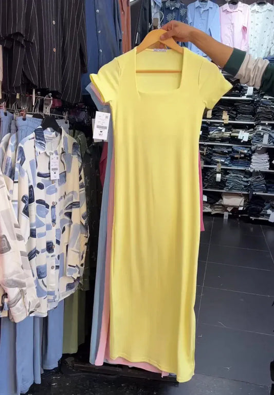 CH-571 Square Neck Style Soft Dress - BEAS