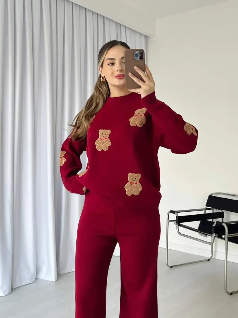 CH-586 BEA'S BearCraze 3D Print Winter Fleece Co-ords Set