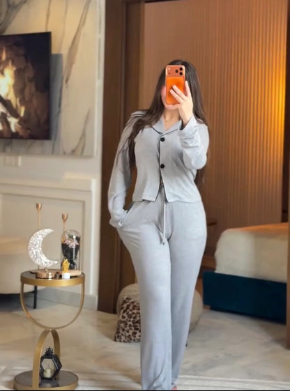 CH-6026 BEAS Lounge Co-Ord Set Button Down Nightwear