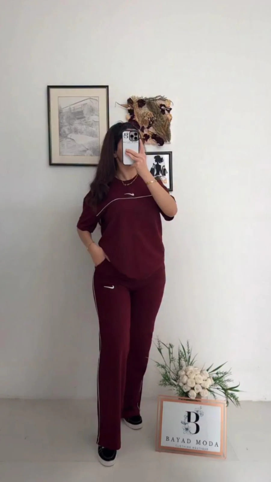 CH-6022 BEASWEAR Women Casual T-Shirt & Side Stripe Track Pants Co-Ord Set
