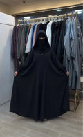 Ch 611 BEAS Button-Front Long Frill Hoodie Winter Fleece Maxi Style with Wide Flare