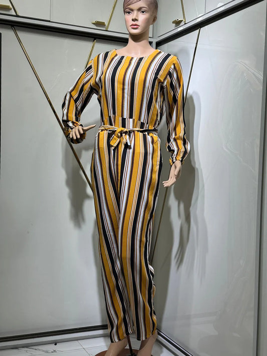 Bea's wear Stripes Style Linen Jumpsuit LY-100