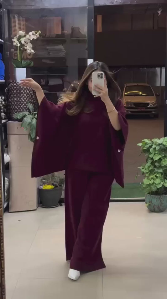 Ch # 528 Beaswear Poncho flare top with trouser winter fleece co ords LIMITED EDITION