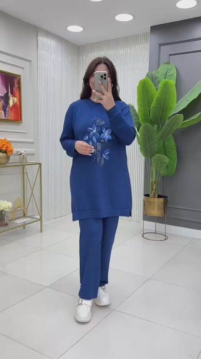 CH-478 BEA'S Flowers Printed Fleece Co-ord Set