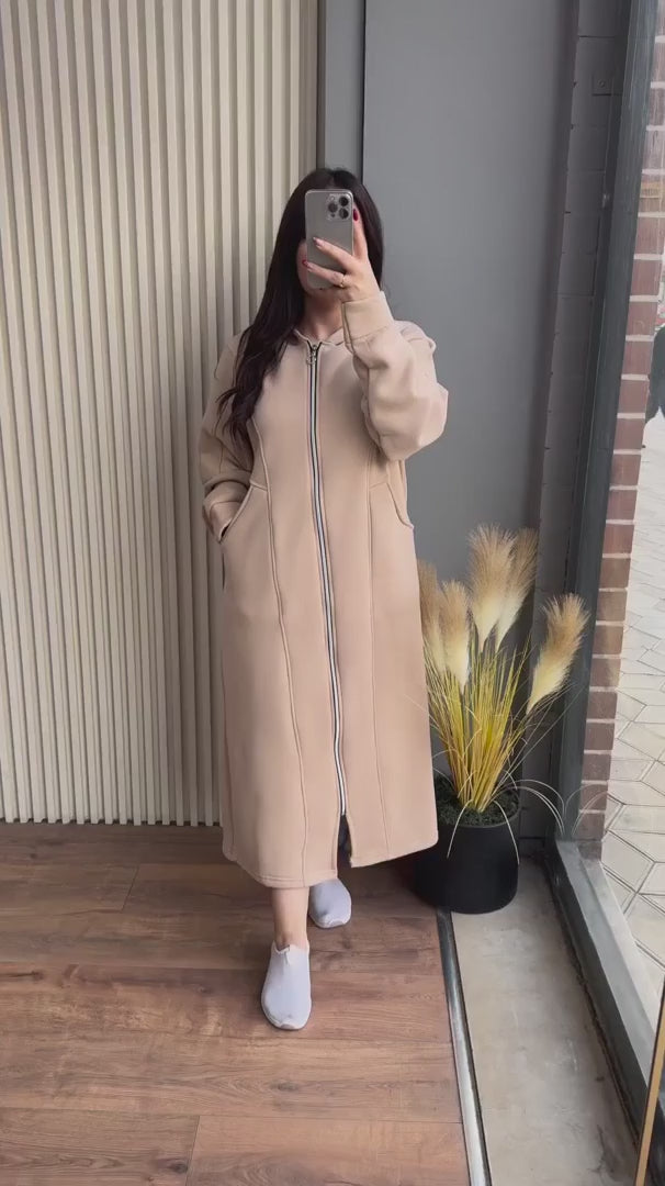 CH-480 BEA'S Long Zipper Fleece Hoodie