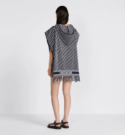 Ch # 530 Printed poncho style hooded fleece cape shawl