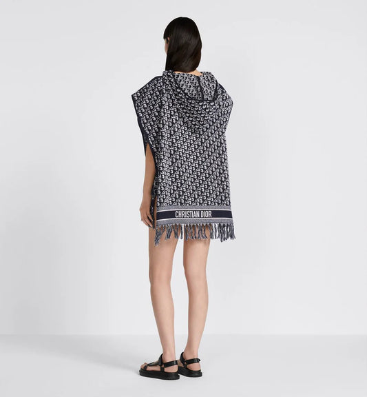 Ch # 530 Printed poncho style hooded fleece cape shawl