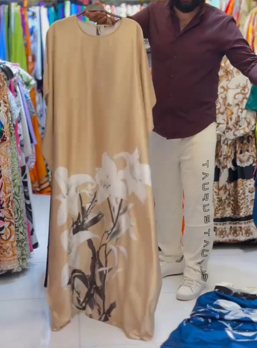 CH-551 Silk Flowly Kaftaan Dress