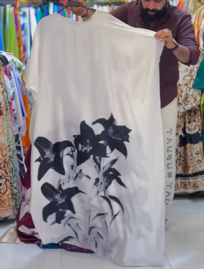 CH-551 Silk Flowly Kaftaan Dress
