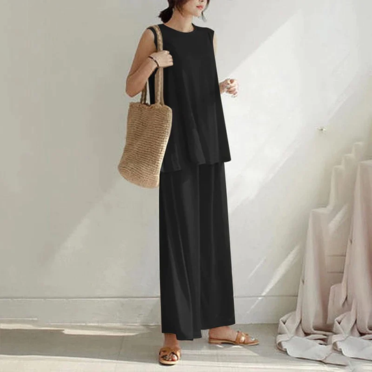 2 Pcs Set Casual Trouser Sleeveless Top Comfortable Trouser SW-0087